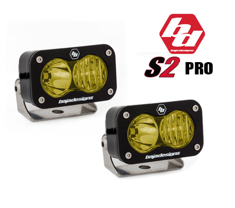BAJADESIGNS S2 Pro Black LED Auxiliary Light Pod Amber Driving Combo (Pair)