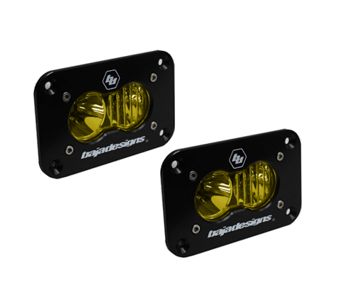 BAJADESIGNS S2 Sport Black LED Auxiliary Light Pod Amber Flush Mount (Pair)