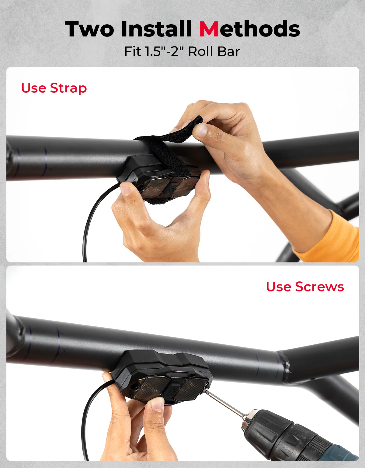 Kemi Moto Dome Light Roll Bar 600mAh Rechargeable - Image 3